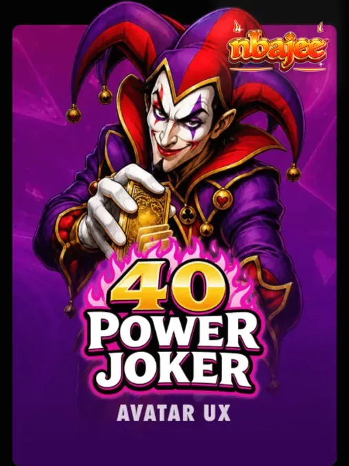 40 Power Joker slot machine neon fruit symbols on a purple background
